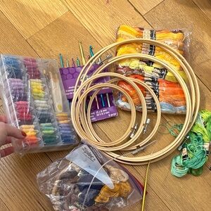 LOT Embroidery Floss, Hoops and Crochet Hook Set